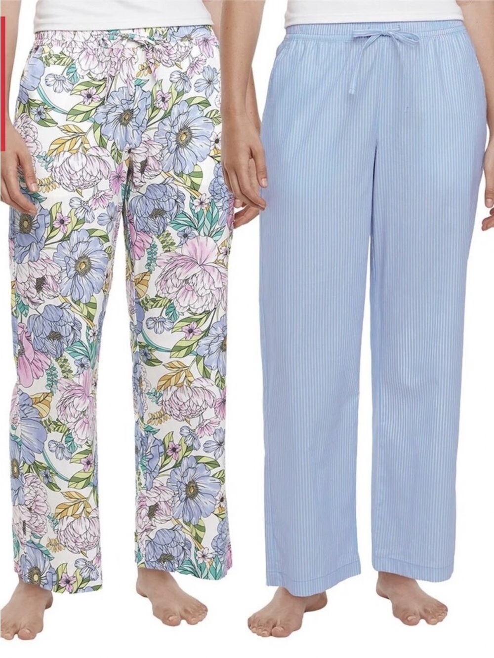 NWT GAP 2- Pack PJ Pants,Light Blue Pinstripe&Pastel Floral 100% cotton size L